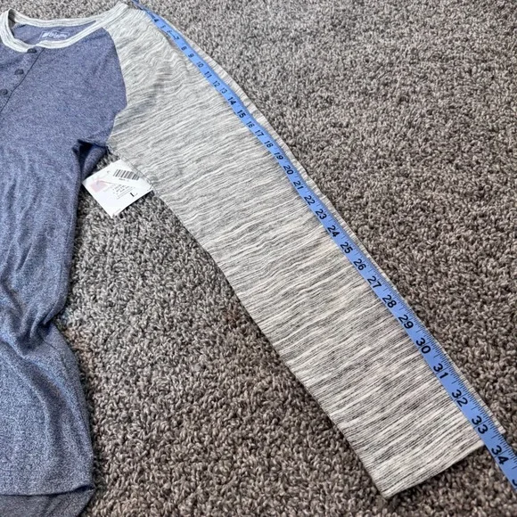 NWT LuLaRoe Mark Henley Long Sleeve Unisex Size Large Blue Gray Casual Cotton - Picture 8 of 8